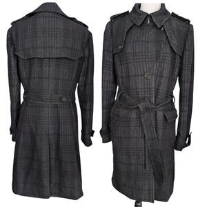 80% wool warm plaid check trench coat as seen on Kate Middleton size L